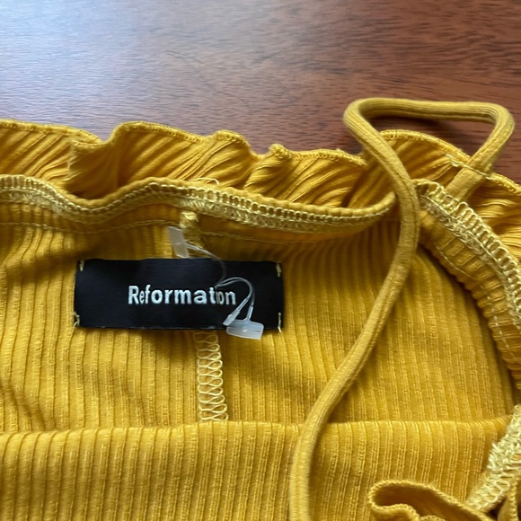 Reformation Ruffle Yellow Dress XS - Picture 2 of 3